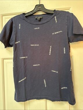 J. Crew Navy Graphic Tee with Street Name Print